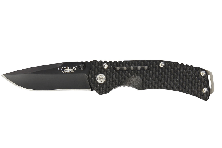 Couteau pliant Camillus Vortex manche en écailles de G10 noir 11,7cm