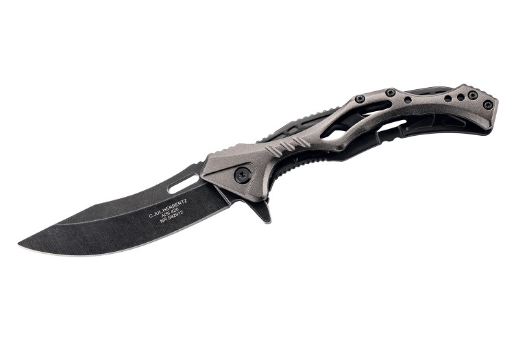 Couteau pliant Herbertz 592912 squelette blackwashed manche inox/alu 12cm