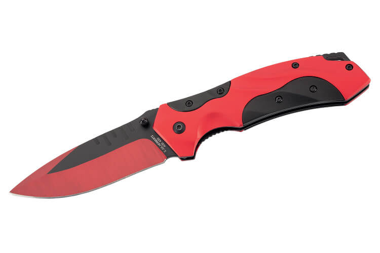 Couteau pliant Herbertz 568312 manche compact en aluminium rouge et noir 12cm