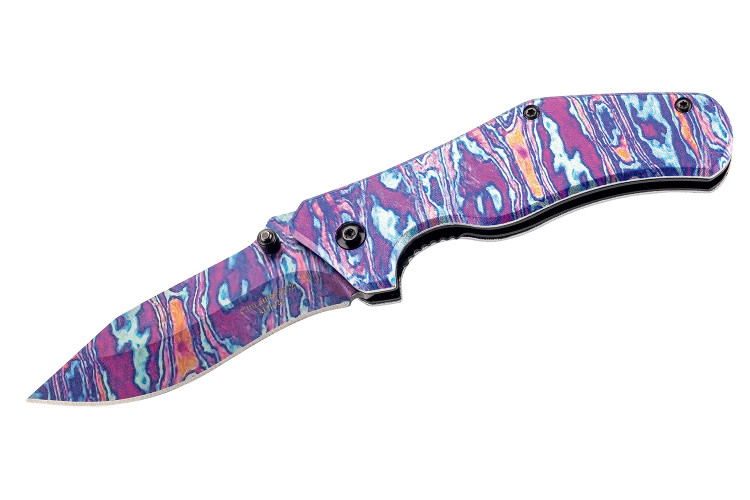 Couteau pliant Herbertz 590610 manche aluminium psych&eacute;d&eacute;lique multicolore 10,5cm