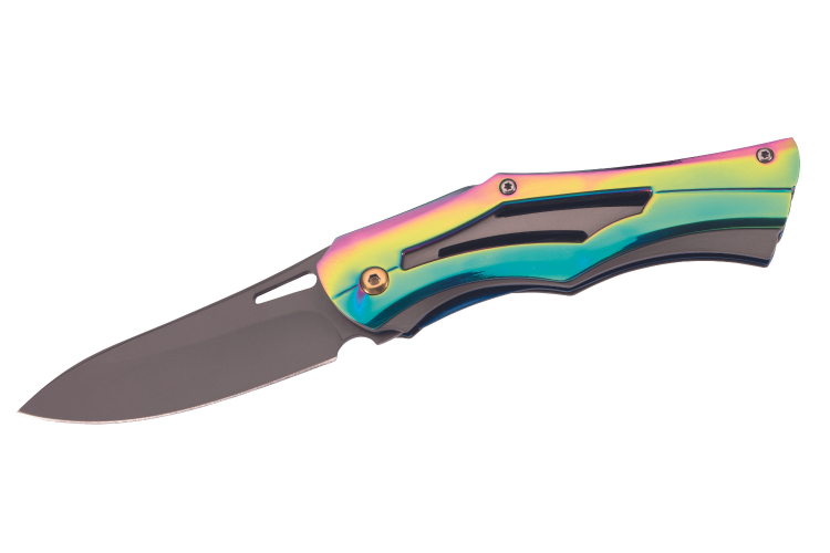 Couteau pliant Herbertz 579312 manche squelette &agrave; trois couches d'acier inox multicolore 12cm 