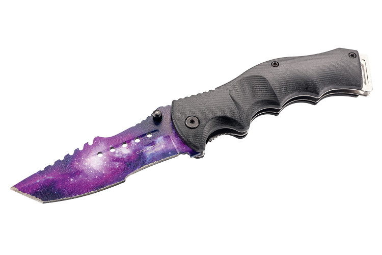 Couteau pliant Herbertz 590712 lame motif galaxie manche polym&egrave;re 12cm