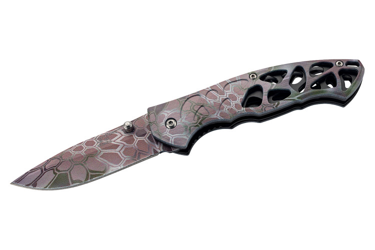 Couteau pliant Herbertz 594512 look reptilien manche mi-squelette en polym&egrave;re 11,5cm