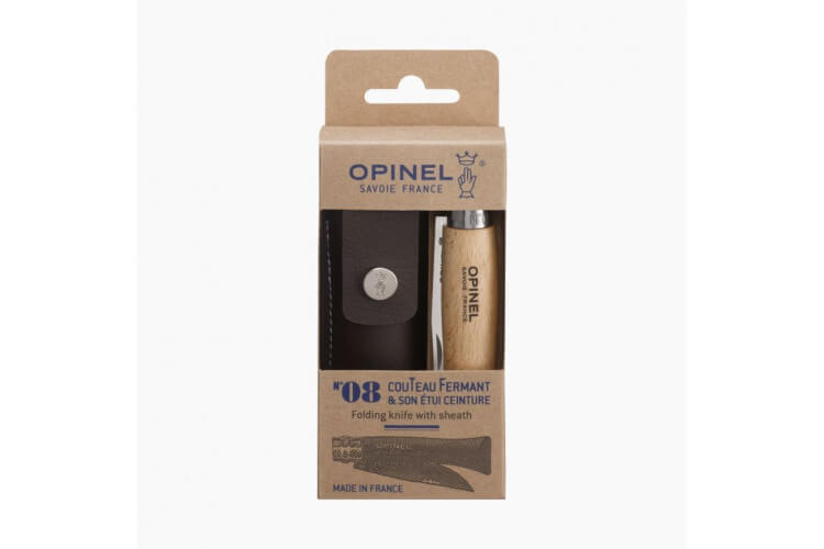 Coffret Opinel traditionnel n°8 lame 8.5cm virole tournante + étui noir