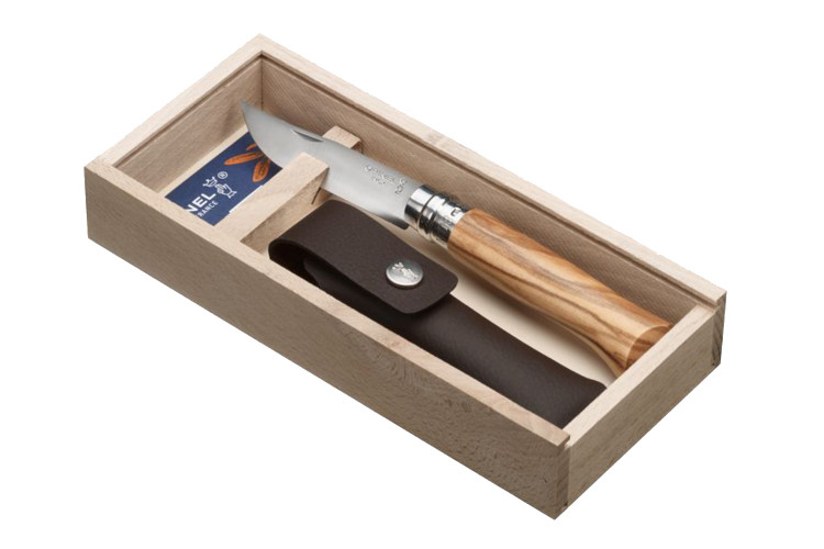 Coffret Opinel n&deg;8 lame 8,5cm manche en olivier + &eacute;tui