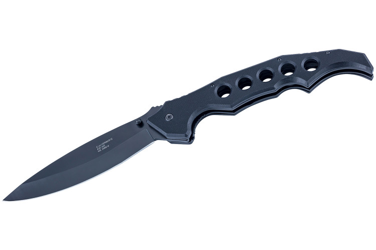 Grand couteau pliant Herbertz 596819 manche fin et ergonomique ajour&eacute; G10 noir 19,2cm