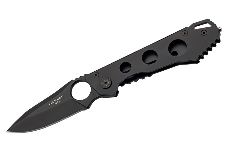 Couteau pliant Herbertz 587510 tout inox rev&ecirc;tement noir manche 10cm