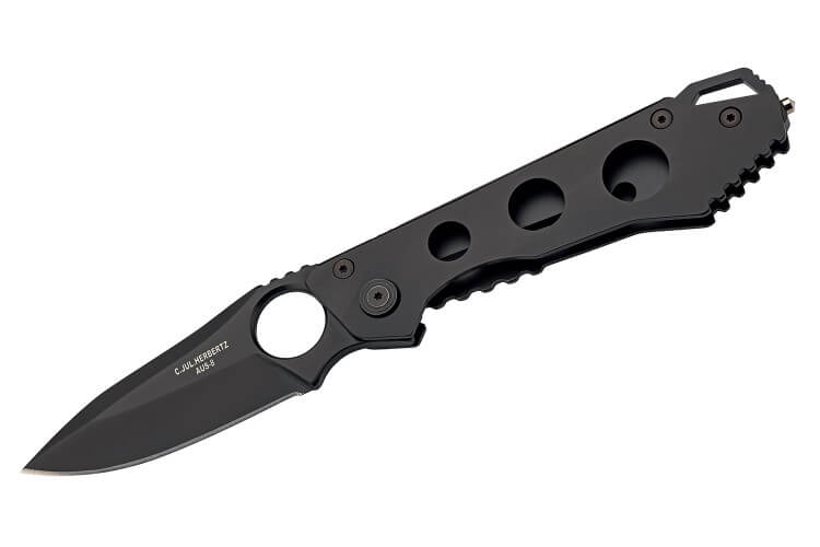 Couteau pliant Herbertz 587510 tout inox revêtement noir manche 10cm