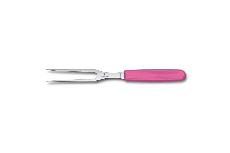 Fourchette à découper manche rose lame inox 15cm Victorinox