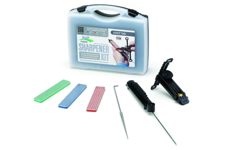 Kit 3 pierres &agrave; aiguiser diamant&eacute;es DMT Aligner Prokit avec support + fusil pour lame dent&eacute;e + guide d'aff&ucirc;tage
