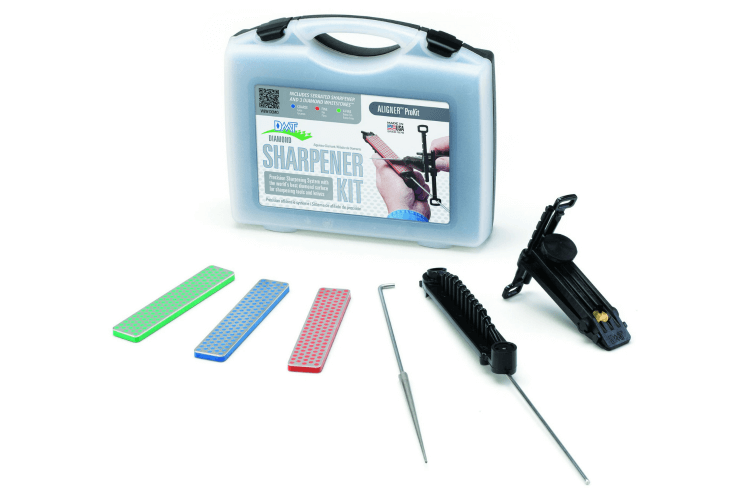 Kit 3 pierres à aiguiser diamantées DMT Aligner Prokit avec support + fusil pour lame dentée + guide d'affûtage
