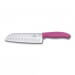 Couteau Santoku lame alvéolée inox 17cm manche rose Victorinox 6.8526.17L5