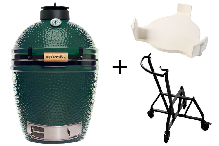 Pack Big Green Egg Medium barbecue + convEGGtor + chariot &agrave; roulettes