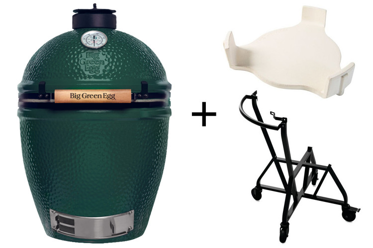 Pack Big Green Egg Large barbecue + convEGGtor + chariot &agrave; roulettes