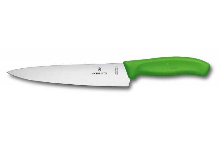 Couteau à découper manche vert lame inox 19cm Victorinox 6.8006.19L4