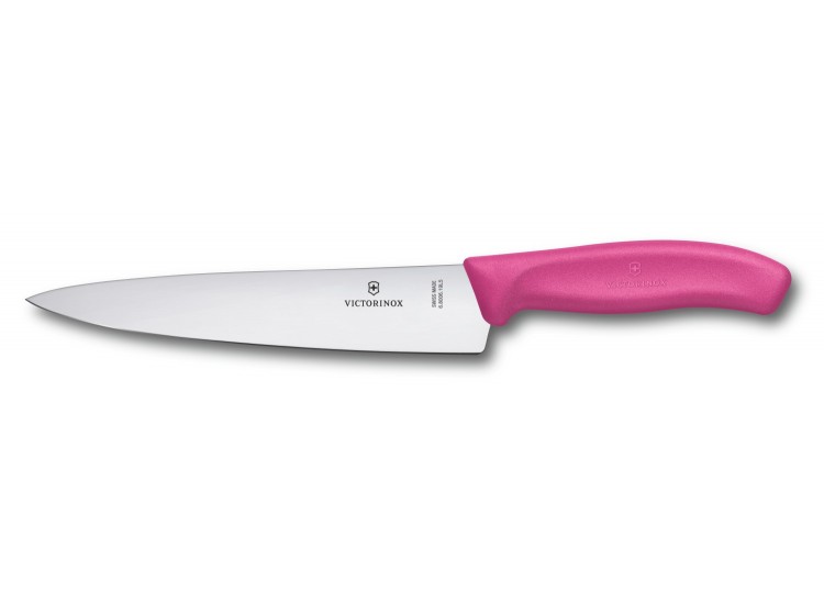 Couteau &agrave; d&eacute;couper manche rose lame inox 19cm Victorinox 6.8006.19L5
