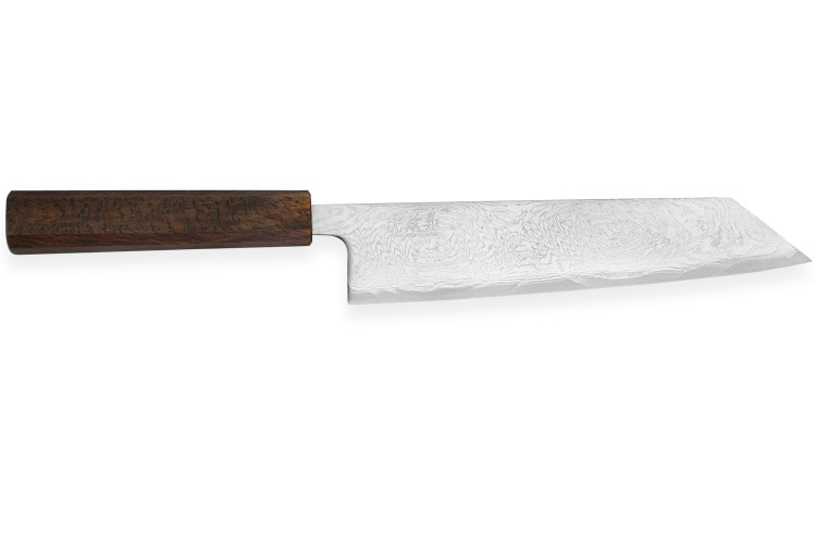 Couteau kiritsuke japonais artisanal Wusaki Unagi AUS10 21cm manche ch&ecirc;ne