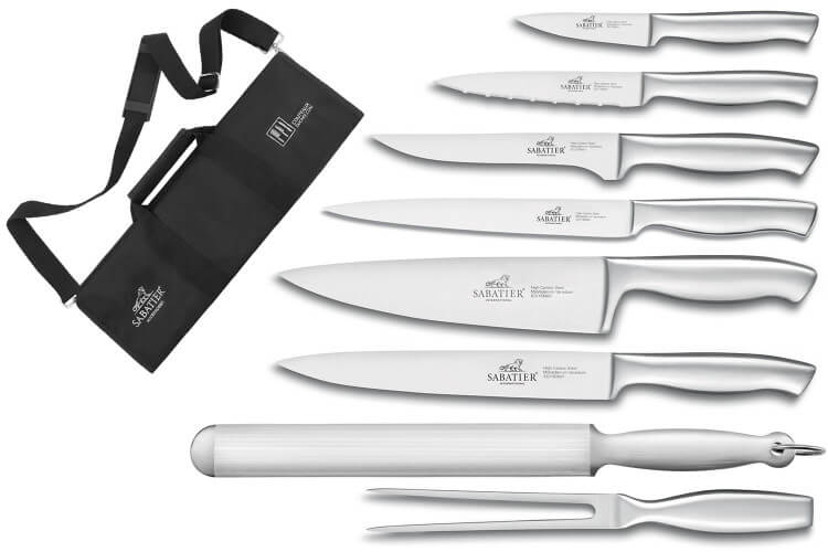 Mallette de 6 couteaux Sabatier International Orion + 1 fourchette + 1 fusil à aiguiser