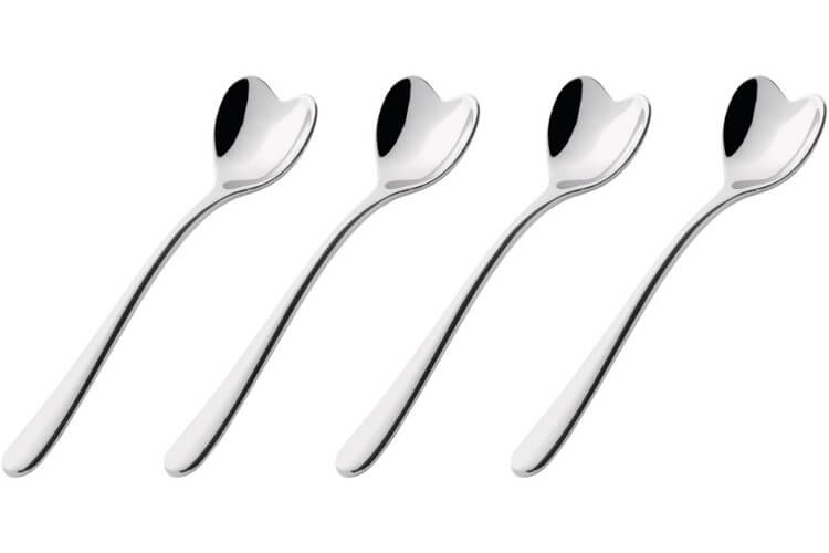 Set de 4 cuillères à café cœur Alessi 10cm acier inox 18/10 design par Miriam Mirri