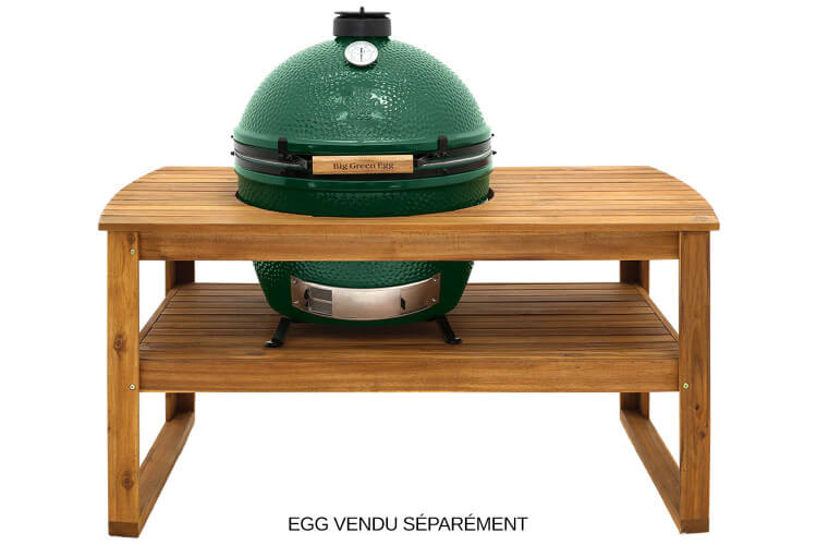Table en bois d'eucalyptus pour barbecue Big Green Egg XLarge
