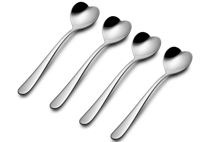 Set de 4 cuill&egrave;res &agrave; th&eacute; Alessi Big Love 14,5cm acier inox 18/10 design par Miriam Mirri