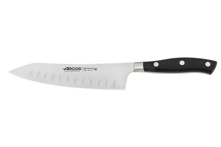 Couteau rocking santoku forgé Riviera Arcos lame alvéolée 18cm