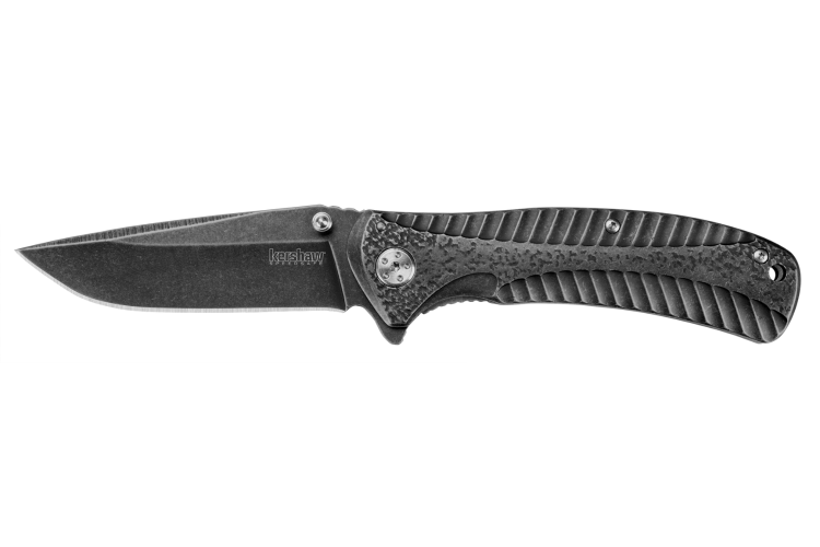Couteau pliant Kershaw Starter KS.1301BW manche en acier noir 11,4cm