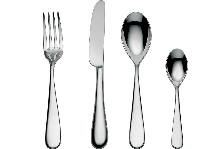 M&eacute;nag&egrave;re 24 couverts Alessi Nuovo Milano inox 18/10 monobloc design par Ettore Sottsass