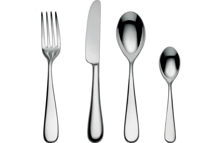 Ménagère 24 couverts Alessi Nuovo Milano inox 18/10 monobloc design par Ettore Sottsass