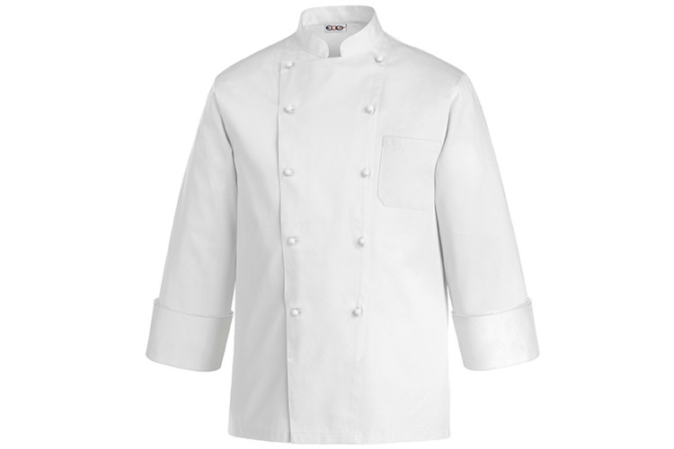 Veste de cuisine unisexe Egochef Rex blanche 100% coton &agrave; manches longues