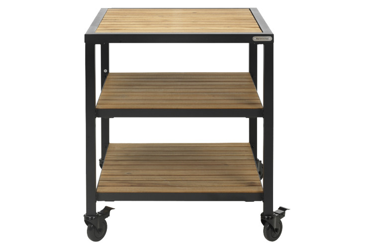 Meuble d'extension avec 3 plateaux en acacia et 4 roulettes