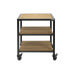 Meuble d'extension avec 3 plateaux en acacia et 4 roulettes