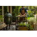 Meuble d'extension avec 3 plateaux en acacia et 4 roulettes