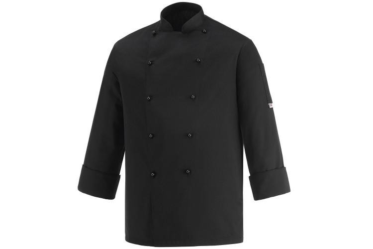 Veste de cuisine unisexe Egochef Safety noire polyester et coton &agrave; manches longues