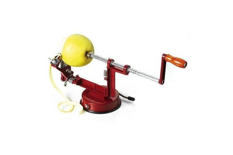 Pêle pommes en métal avec ventouse Rouge