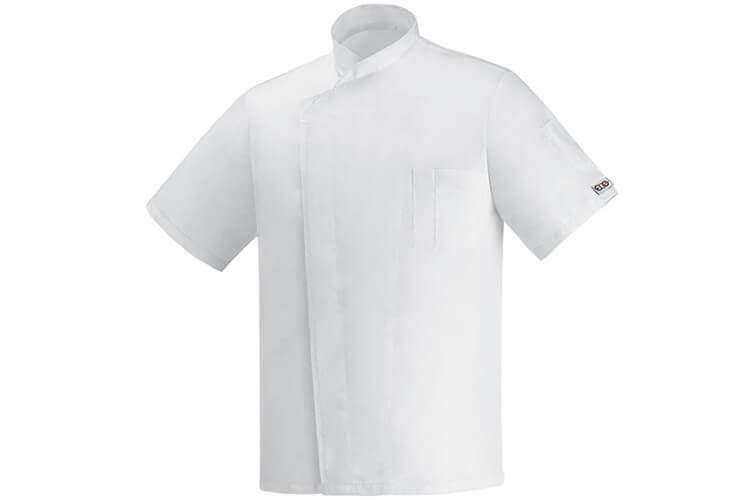 Veste de cuisine unisexe Egochef Ottavio Air Plus blanche 100% microfibre à manches courtes
