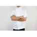 Veste de cuisine unisexe Egochef Ottavio Air Plus blanche 100% microfibre à manches courtes