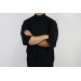 Veste de cuisine unisexe Egochef Ottavio Air Plus noire 100% microfibre à manches longues