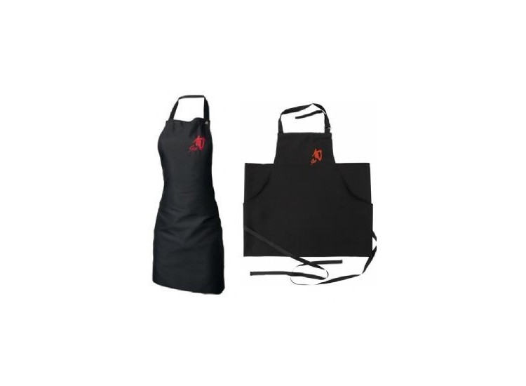 Tablier de cuisine noir r&eacute;glable KAI SHUN logo brod&eacute; rouge