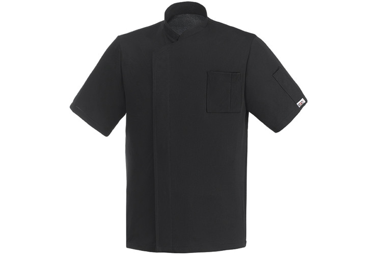 Veste de cuisine unisexe Egochef Pizzaiolo noire 100% Air Plus &agrave; manches courtes