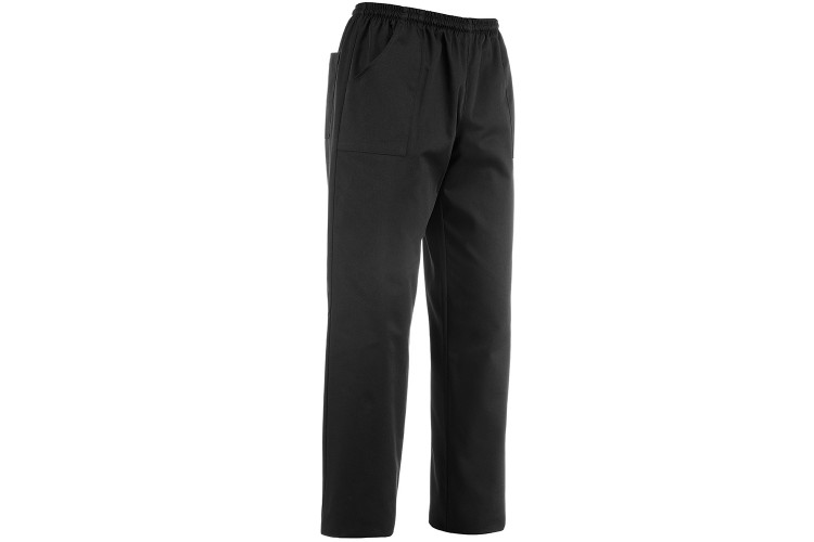 Pantalon de cuisine unisexe Egochef Bazzy noir stretch &agrave; poches