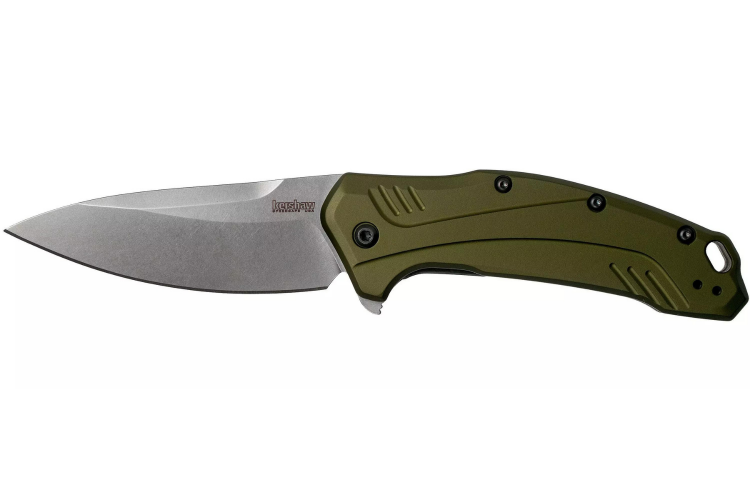 Couteau pliant Kershaw Link Olive KS.1776OLSW manche en aluminium anodis&eacute; 11,2cm