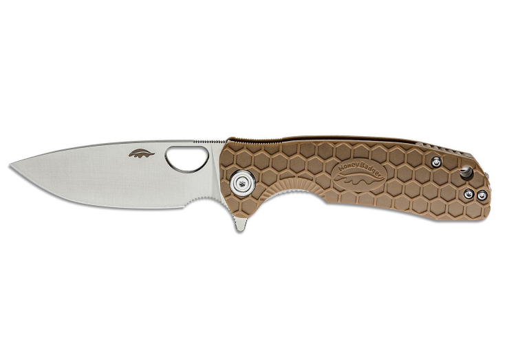 Couteau pliant Honey Badger Flipper Medium 01HO006 manche nylon / fibres de verre tan 10,4cm
