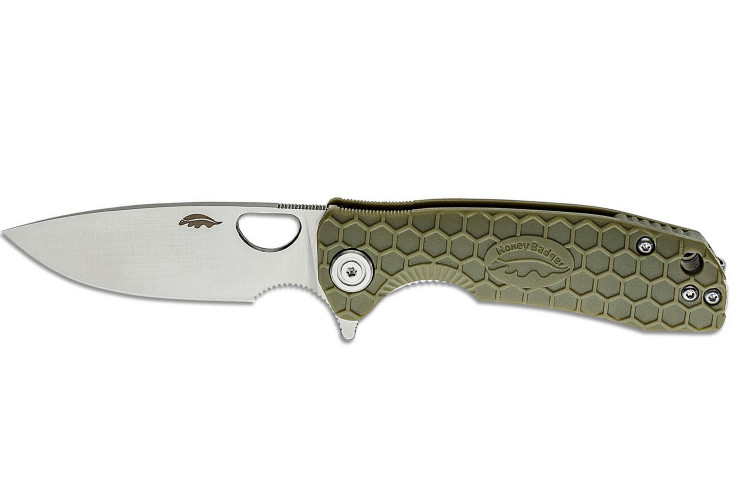 Couteau pliant Honey Badger Flipper Small 01HO010 manche nylon / fibres de verre vert kaki 9,4cm
