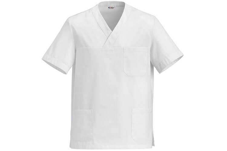 Veste de cuisine unisexe Egochef Leonardo blanche 100% coton à manches courtes