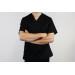 Veste de cuisine unisexe Egochef Leonardo noire polyester et coton à manches courtes