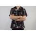 Veste de cuisine unisexe Egochef Leonardo caractères japonais 100% coton à manches courtes
