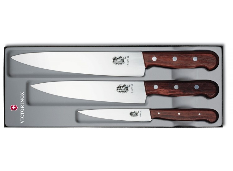 Coffret 3 couteaux de cuisine Victorinox manche palissandre