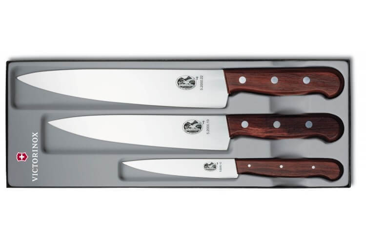 Coffret 3 couteaux de cuisine Victorinox manche palissandre