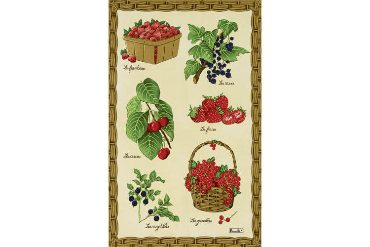 Torchon de cuisine Beauvillé Fruits Rouges fabriqué en France 50x80cm
